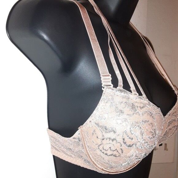 Youmita 34B Tuscany Metallic Lace Strappy Push Up Bra NWT - Picture 6 of 10
